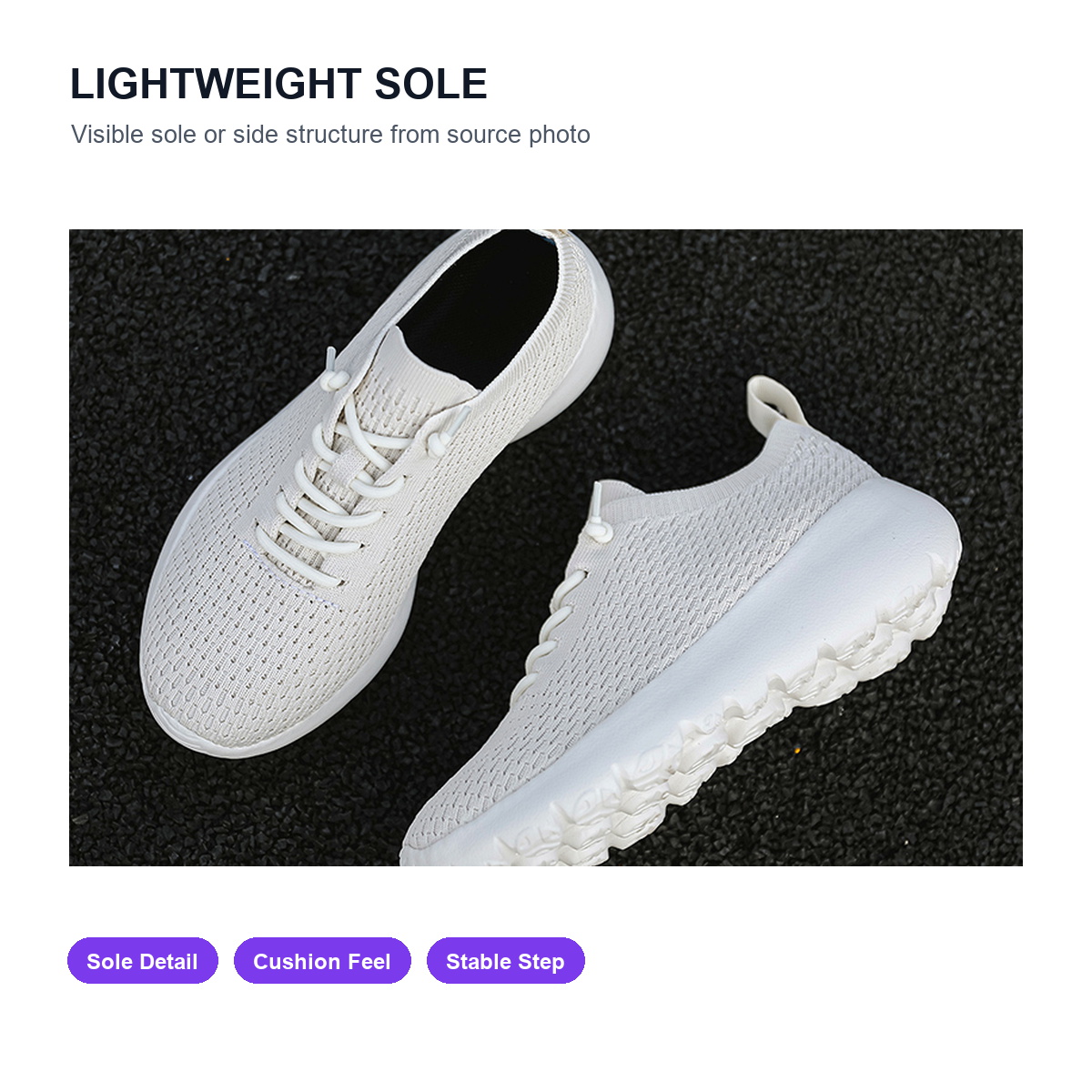 BQ019 Honeycomb-Knit Lace-Up Casual Walking Shoes product view 4