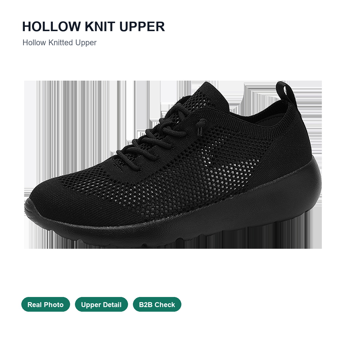 BQ020 Summer Hollow-Knit Lace-Up Walking Shoes product view 2