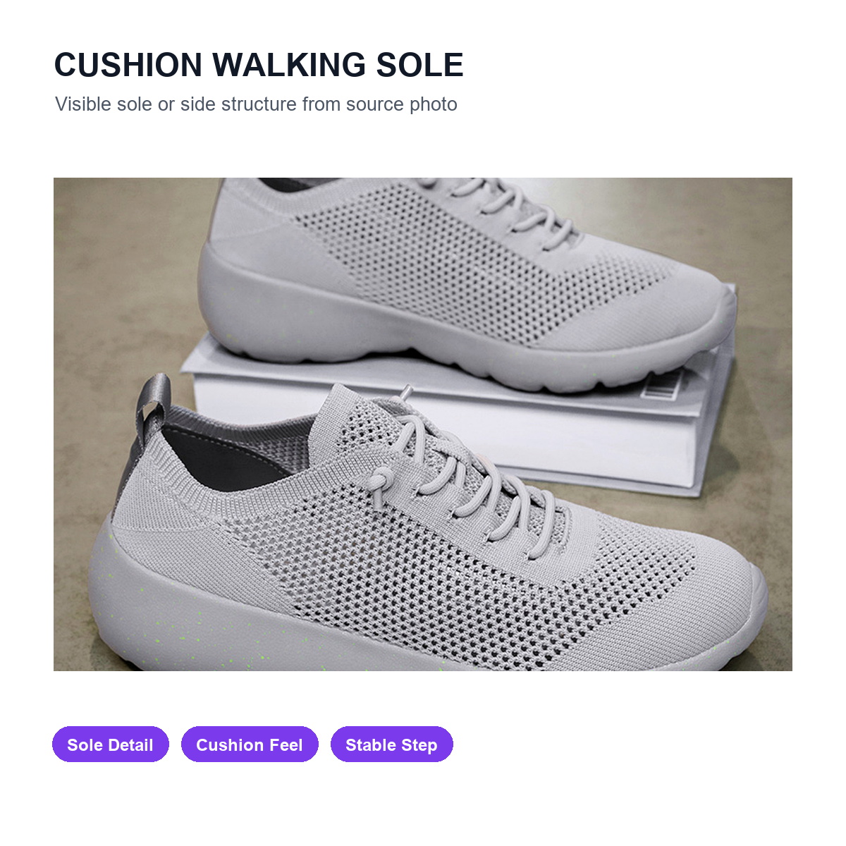 BQ020 Summer Hollow-Knit Lace-Up Walking Shoes product view 4