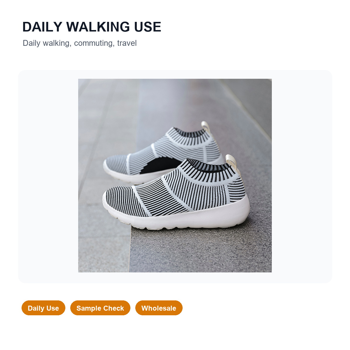 BQ022 Striped Knit Slip-On Walking Shoes product view 6