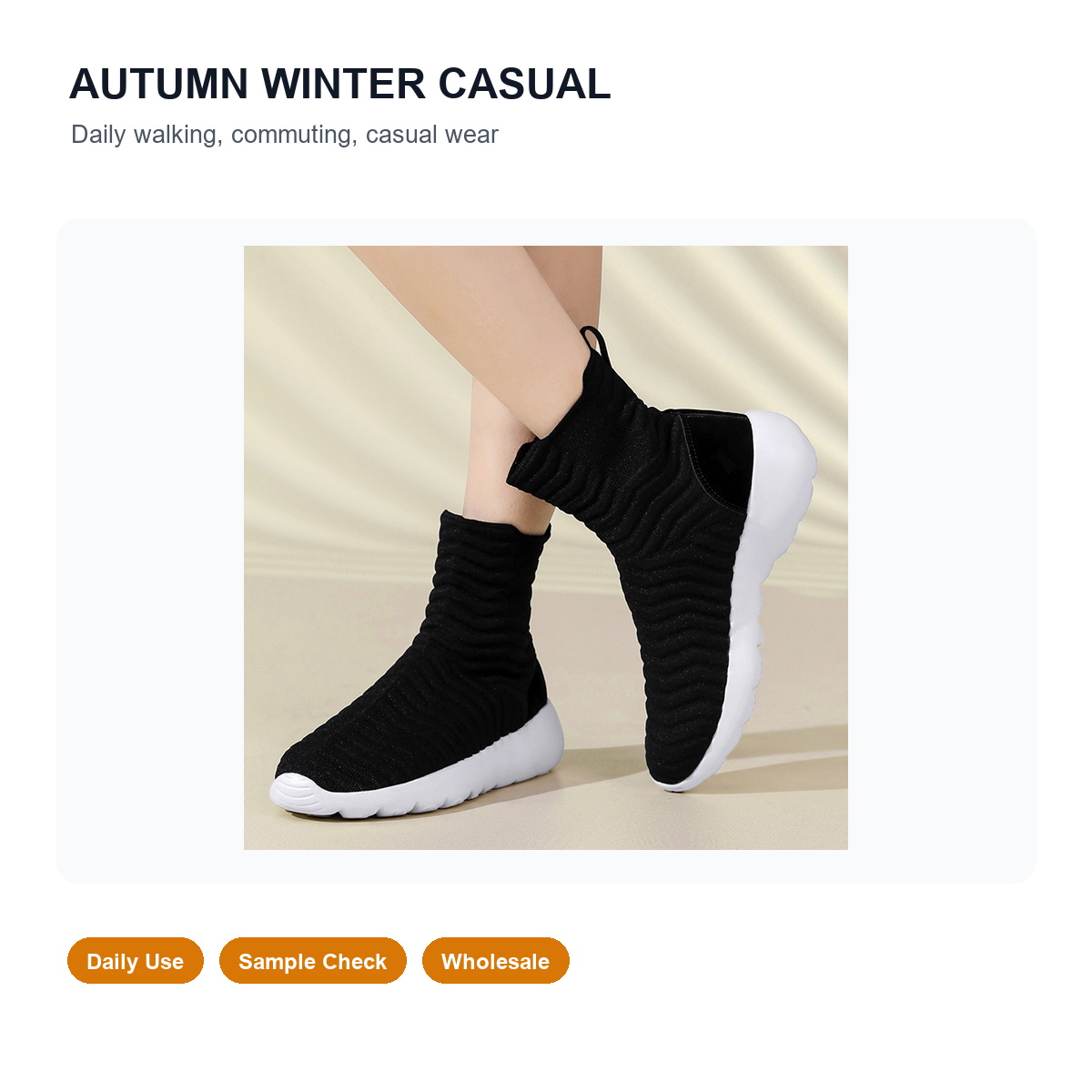 BQ029 High-Top Sock Knit Walking Shoes product view 6