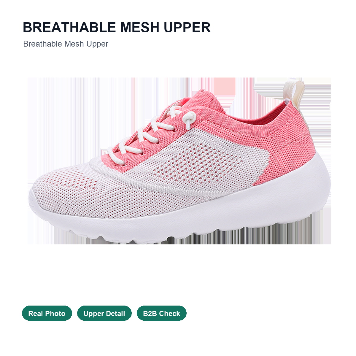 BQ030 Kids Mesh Lace-Up Walking Shoes product view 2